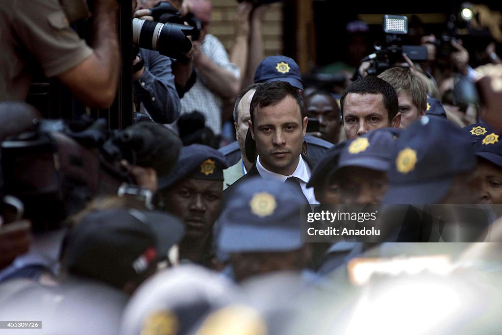 Olympic double-amputee sprinter Oscar Pistorius leaves from High Court of South Africa