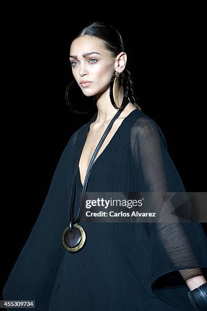 Model showcases designs by Roberto Verino on the runway at Roberto Verino show during Mercedes Benz Fashion Week Madrid Spring/Summer 2015 at Ifema...