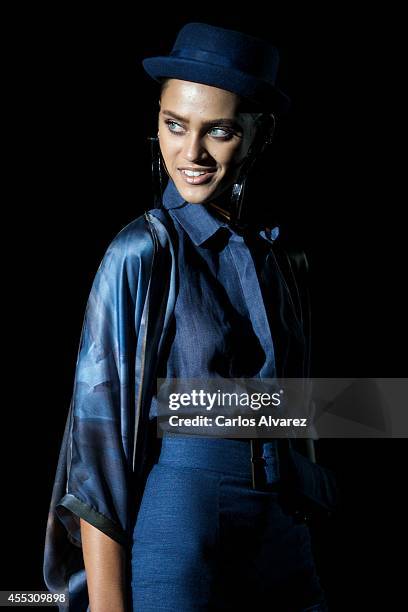 Model showcases designs by Roberto Verino on the runway at Roberto Verino show during Mercedes Benz Fashion Week Madrid Spring/Summer 2015 at Ifema...