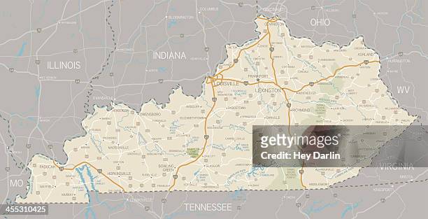 map of kentucky with surrounding states - kentucky road stock illustrations