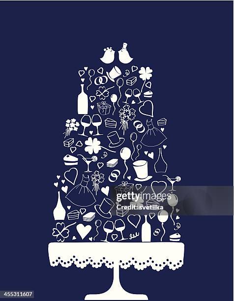 wedding cake - cakestand stock illustrations