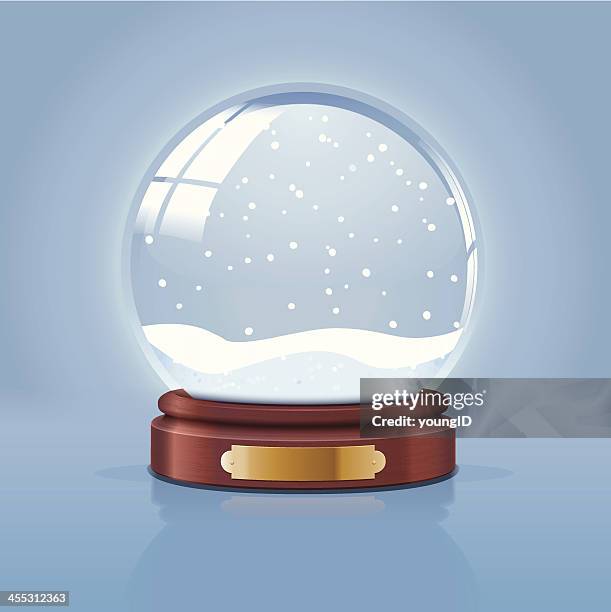 illustration of empty snow globe on blue background - empty snow globe stock illustrations