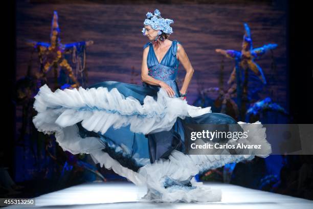 Spanish model Paola Dominguin showcases designs by Francis Montesinos on the runway at Francis Montesinos show during Mercedes Benz Fashion Week...