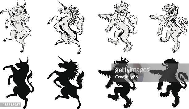 heraldic animals - bull animal stock illustrations