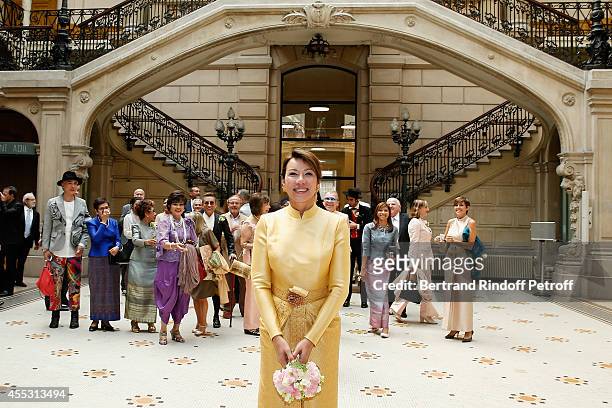 Kanee Danevong attends the Wedding of Francois Florent And Kanee Danevong at Mairie Du XVIII, on September 12, 2014 in Paris, France.