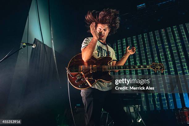 Matthew Vasquez of Delta Spirit performs on September 11, 2014 in Austin, Texas.