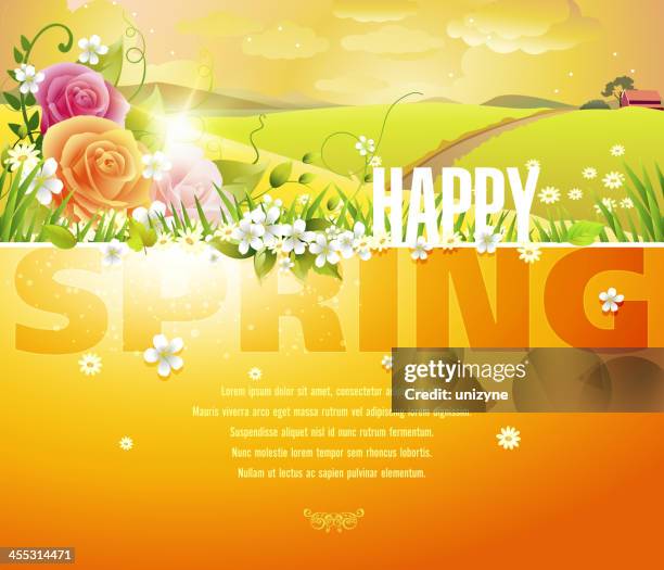 happy spring background - converging paths stock illustrations