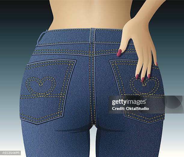 jeans bottom - women jeans stock illustrations
