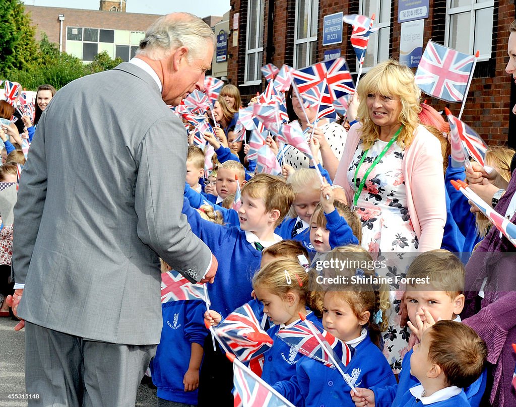Prince Charles, Prince of Wales & Duchess Of Cornwall Visit Lache Primary School, Chester
