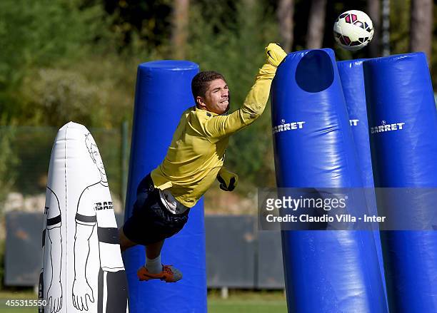 Juan Pablo Carrizo during the FC Internazionale Training Session at Appiano Gentile on September 12, 2014 in Como, Italy.