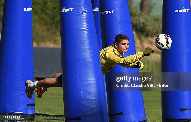 Juan Pablo Carrizo during the FC Internazionale Training Session at Appiano Gentile on September 12, 2014 in Como, Italy.