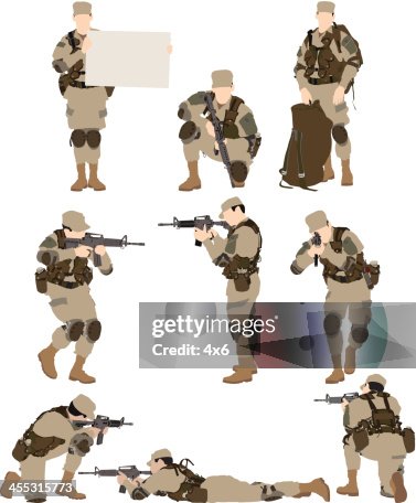 Troops Vector Multiple Vectors Of Army Soldier High-Res Vector Graphic - Getty Images