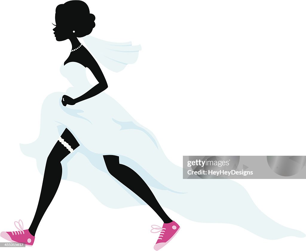 Bride Running Silhouette