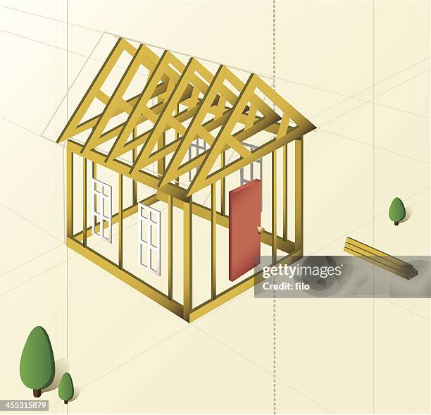 ilustraciones, imágenes clip art, dibujos animados e iconos de stock de la construcción de una nueva casa [ vector ] - artist's model