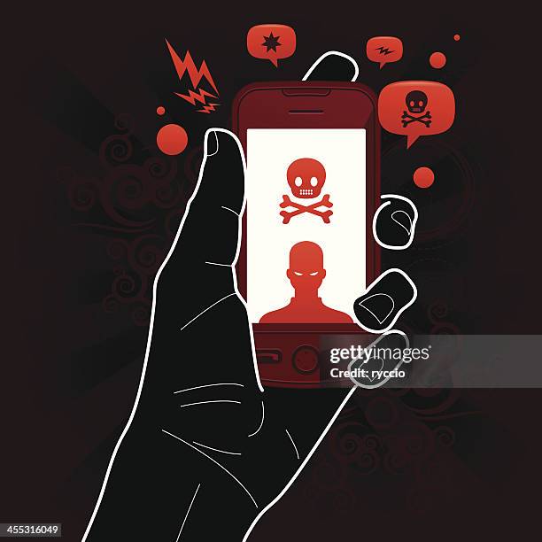 stalking mobile phone threat - bones pattern stock illustrations