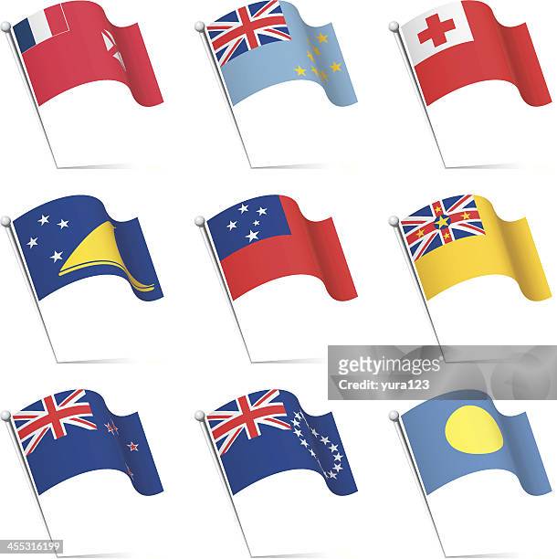 world flags waving - wallis and futuna islands stock illustrations