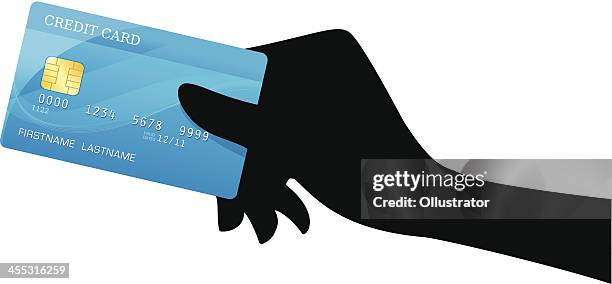 hand with creditcard (silhouette) - holding computer chip stock illustrations