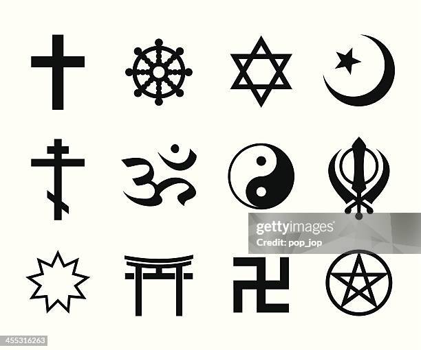 illustrazioni stock, clip art, cartoni animati e icone di tendenza di simboli religiosi - religioni simboli