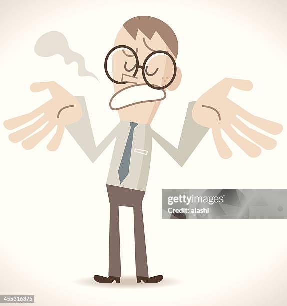 nerd man sighing - sighing stock illustrations