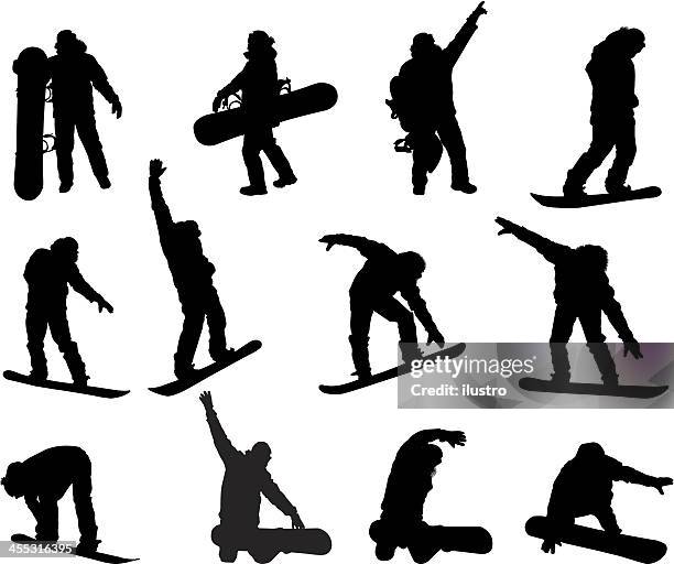 snowboarding - skier silhouette stock illustrations
