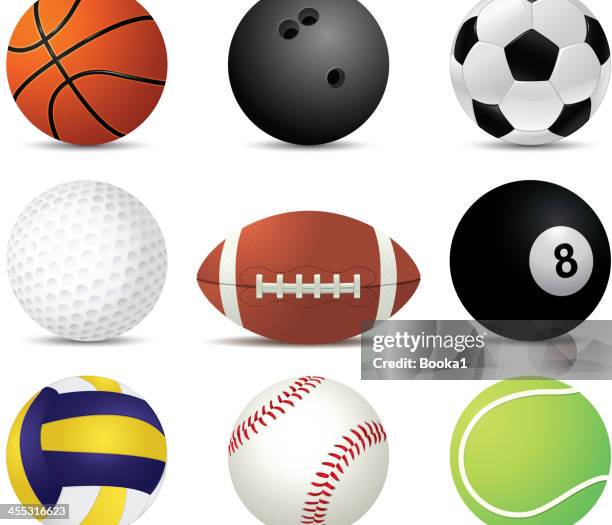 ilustraciones, imágenes clip art, dibujos animados e iconos de stock de pelotas de deportes - volleyball sport