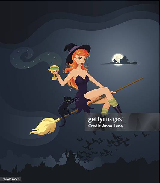 hexe - walpurgisnacht stock-grafiken, -clipart, -cartoons und -symbole