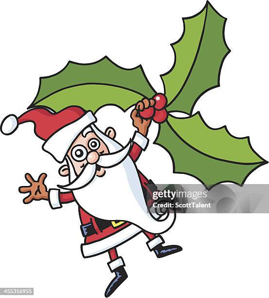 santa & mistletoe - thistle stock illustrations
