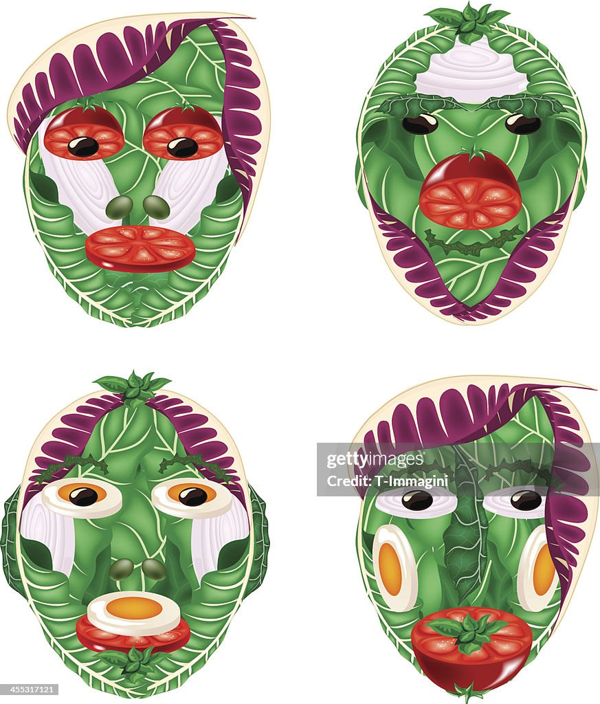 Four salad faces