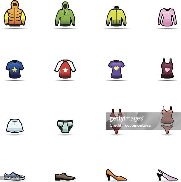 icon set, clothes - designer clothes stock illustrations