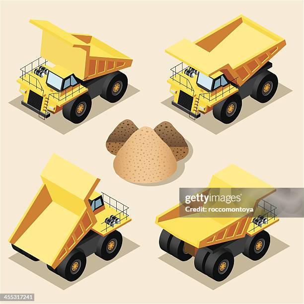 isometric, mining truck - isometric mine stock illustrations