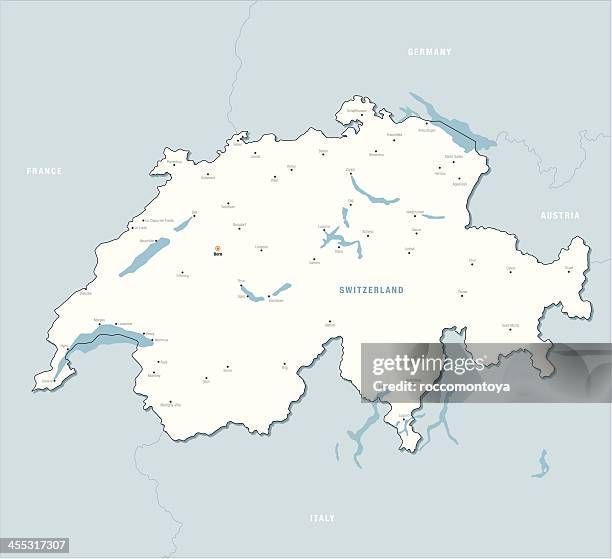 highlighted map of switzerland - switzerland map stock illustrations