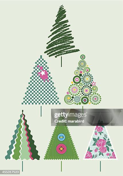 christmas trees - twisted tree stock illustrations