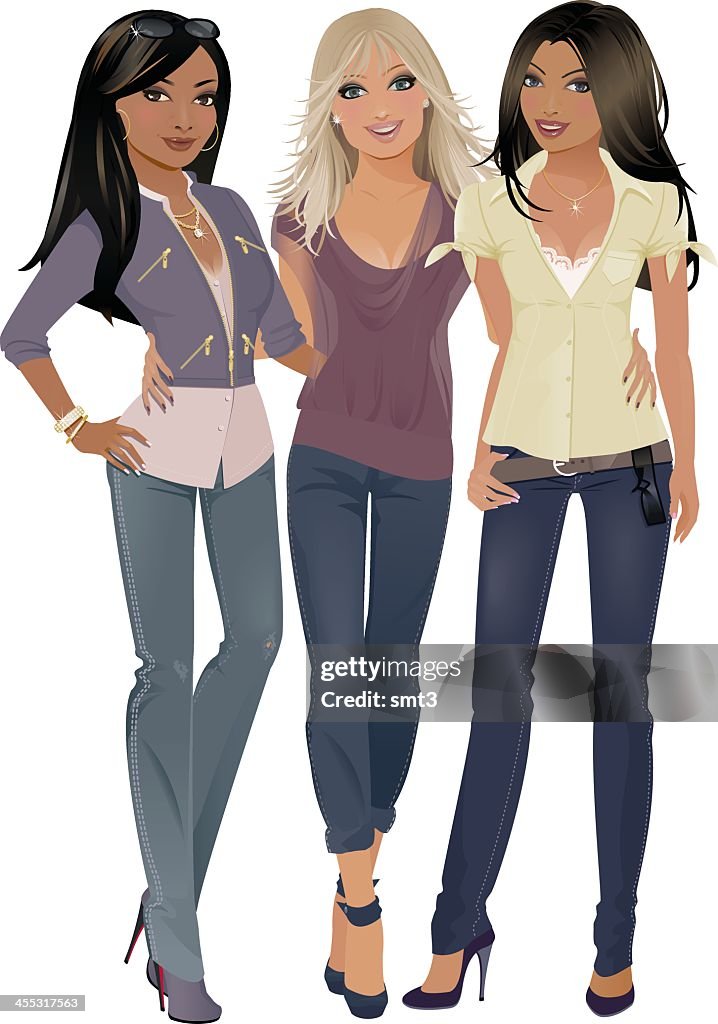 Three Friends High-Res Vector Graphic - Getty Images