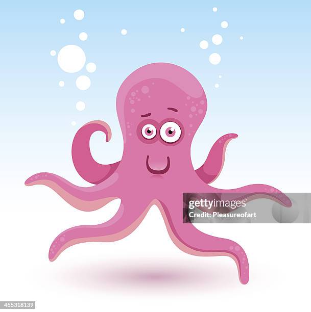 pink octopus - octopus stock illustrations