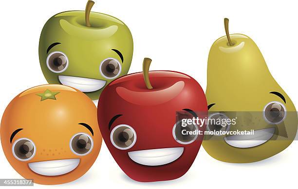 fruit buddies - red pears stock illustrations