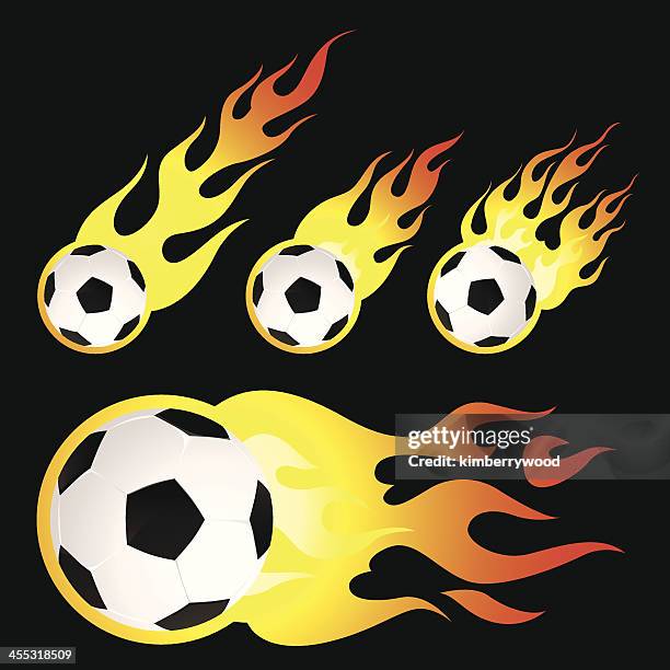 flaming soccer ball - warming up stock illustrations