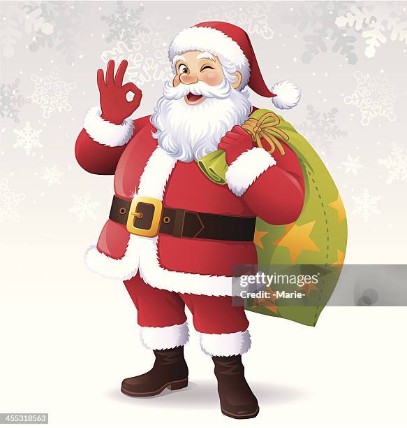 santa claus mit ok - santa stock-grafiken, -clipart, -cartoons und -symbole