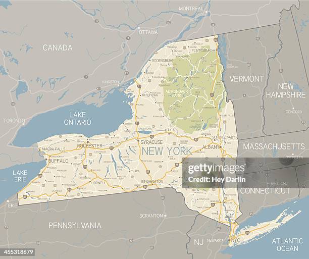 new york state karte - bundesstaat new york stock-grafiken, -clipart, -cartoons und -symbole