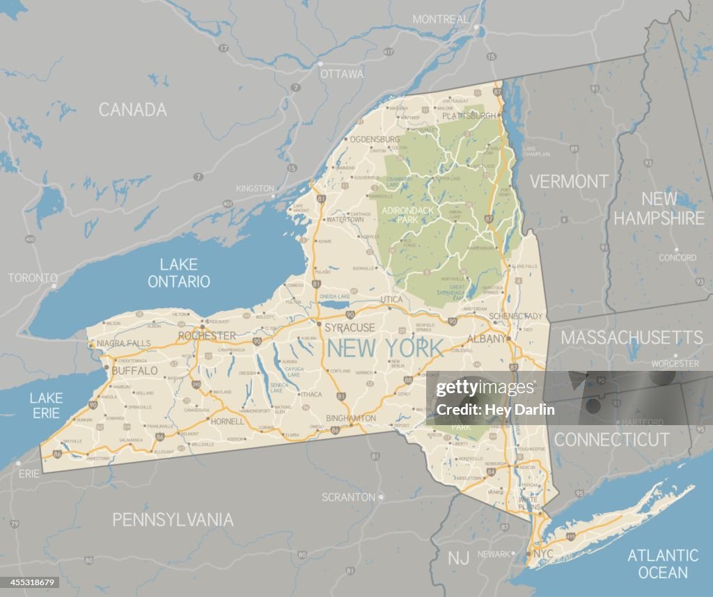 Mapa del estado de Nueva York