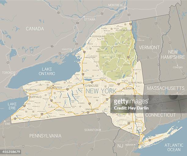 new york state map - new york state map vector stock illustrations