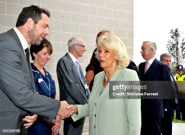 Camilla, Duchess of Cornwall opens The Haygarth Building and tours the grounds during an official visit to Countess of Chester Hospital on September...