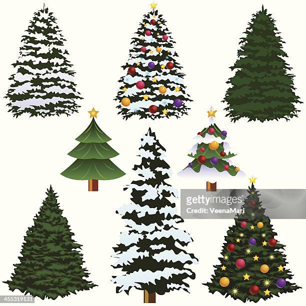 christmas weihnachtsbaum - snowdrift stock-grafiken, -clipart, -cartoons und -symbole