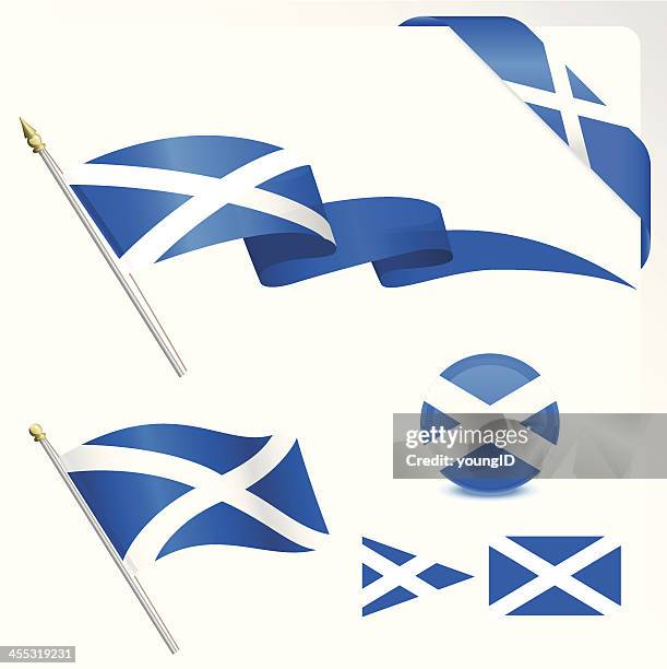 illustrations, cliparts, dessins animés et icônes de drapeau écossais ensemble - scotland