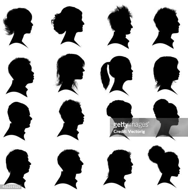 people profile - woman face silhouette stock illustrations