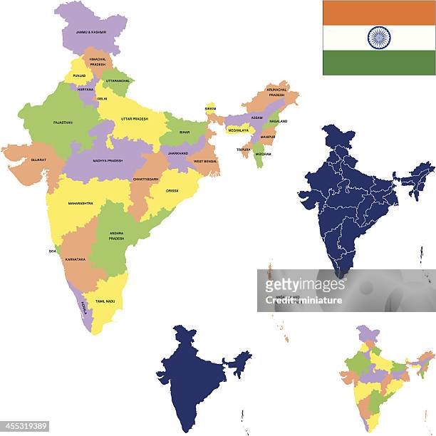 a map of india and its surrounding areas - india stock illustrations