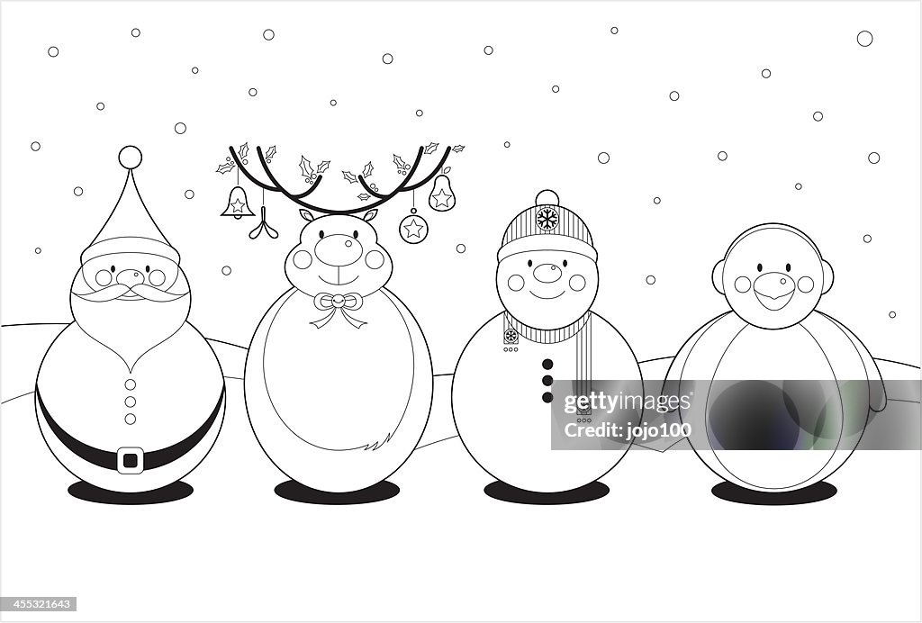 Color In Cute Christmas Characters