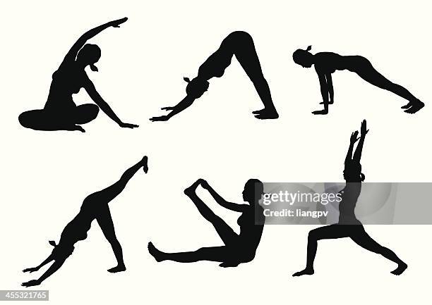 yoga poses - pilates exercise stock illustrations