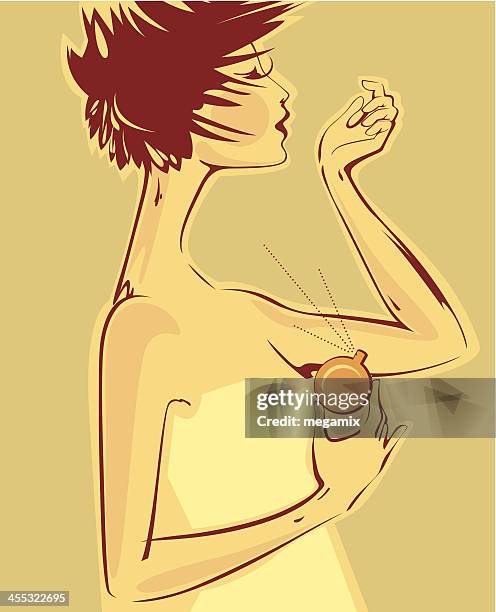 woman with perfume. - nice smell stock illustrations