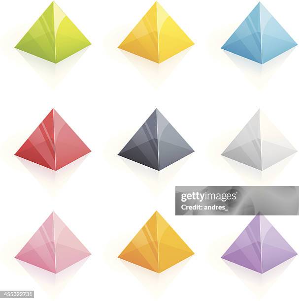 transparent multicolored pyramids - 3d series - pyramid shape 3d stock illustrations