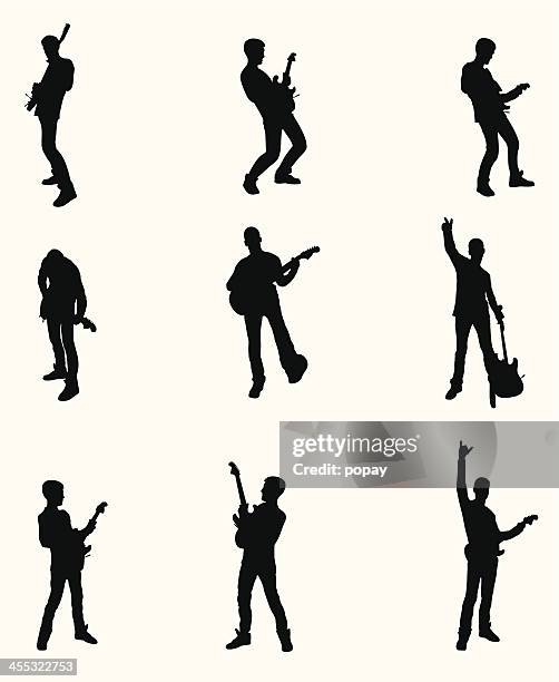 guitarist - guitar player silhouette stock illustrations